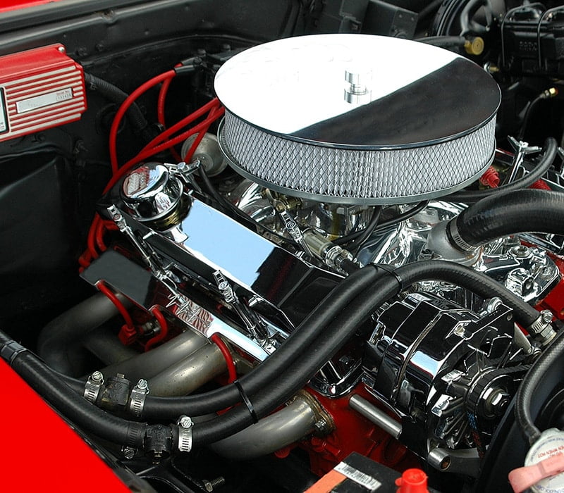 hood with engine and air filter showing