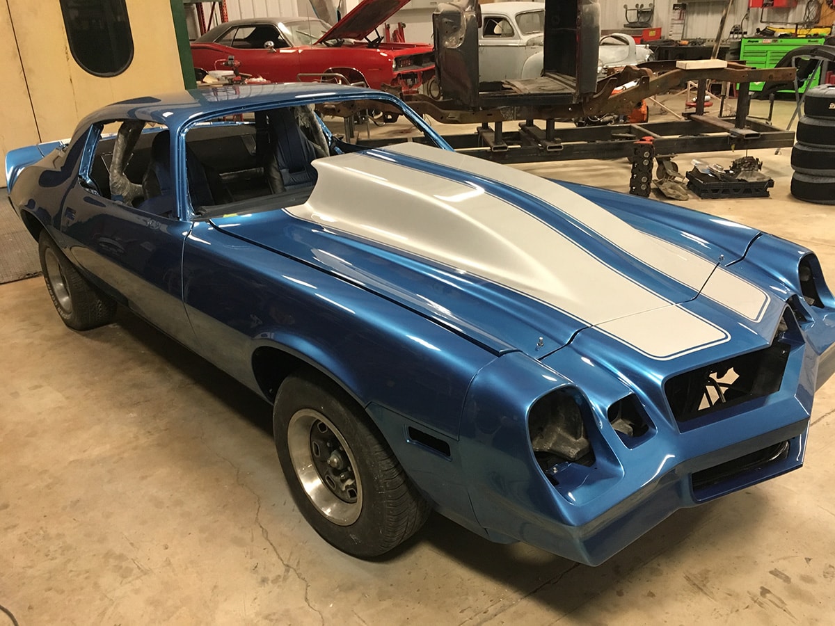 Fully Restored 1981 Camaro, Blue with White Stripes on Hood
