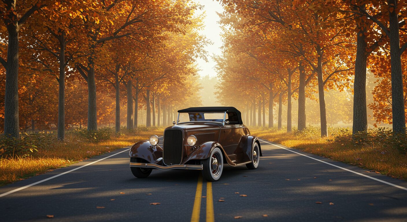 vintage car in fall season